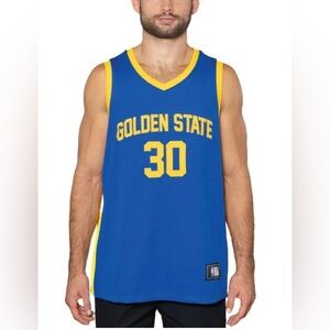 NWT - NBA Blue and Yellow Golden State Basketball Jersey - Curry #30 - Size XL